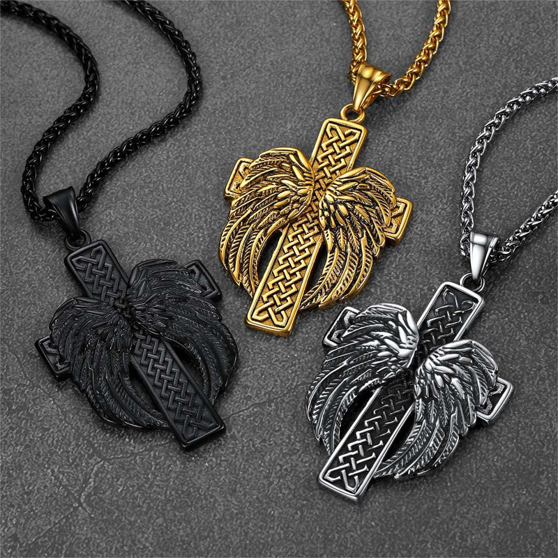 Flash Angel Wing Cross Necklace Pendant for
