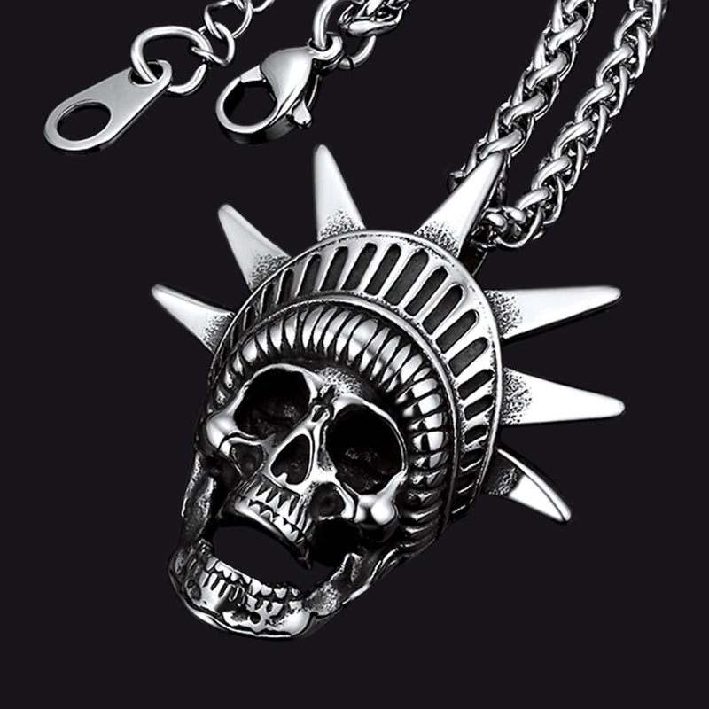 Flash Gothic Statue of Liberty Skull Necklace for
