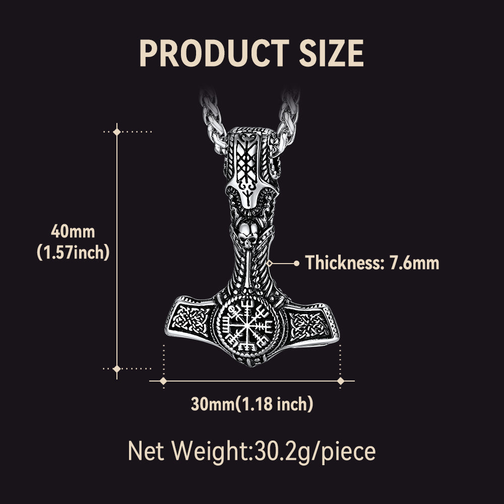 Viking Thor's Hammer Mjolnir Necklace Pendant for