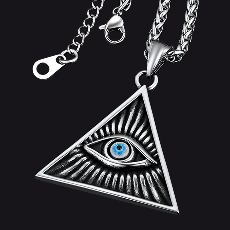 Triangle All Seeing Third Eye Pendant Necklace for