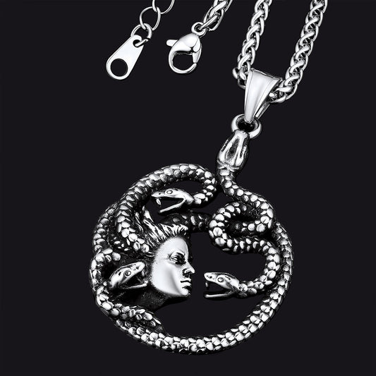 Mythology Medusa Gorgon Necklace Stainless Steel