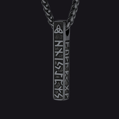 Engraved Viking Runes Bar Necklace Pendant Jewelry for