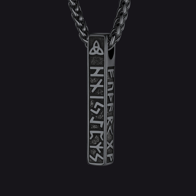 Engraved Viking Runes Bar Necklace Pendant Jewelry for