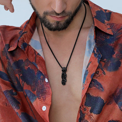 See No Evil, Hear No Evil, Speak No Evil Skull Necklace for