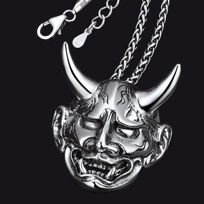 Faithheart Demon Hannya Mask Pendant Necklace for