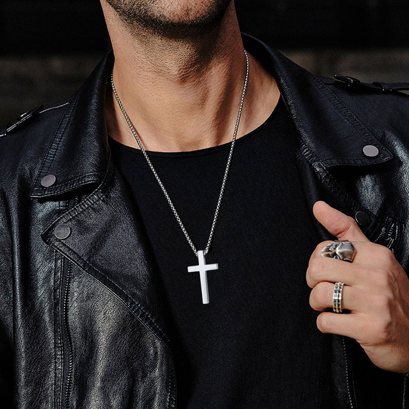 Christian Engraved Plain Cross Necklace Pendant for