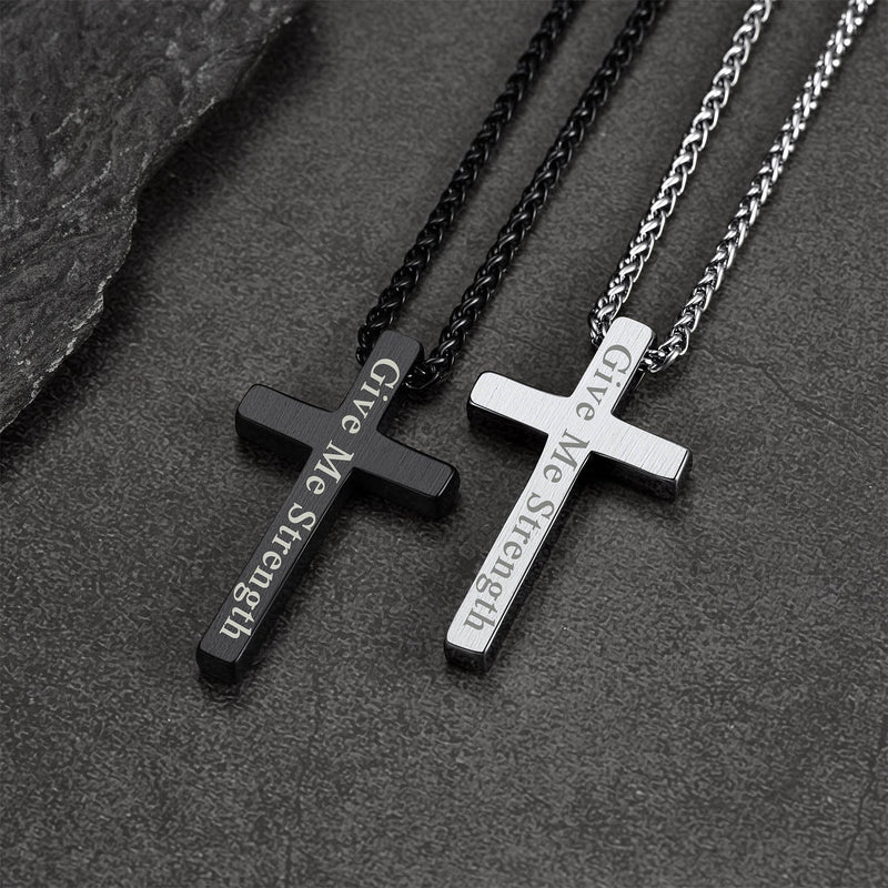 Christian Engraved Plain Cross Necklace Pendant for