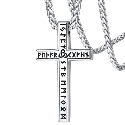 Viking Rune Cross Pendant Necklace for