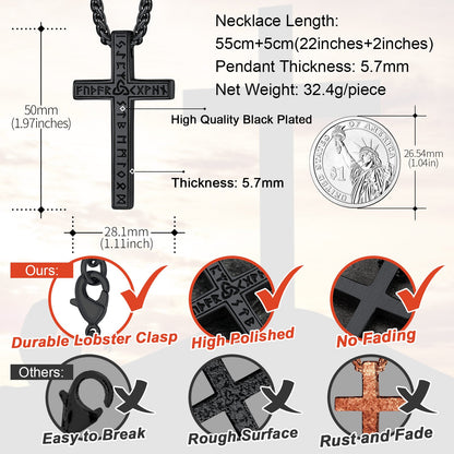 Viking Rune Cross Pendant Necklace for