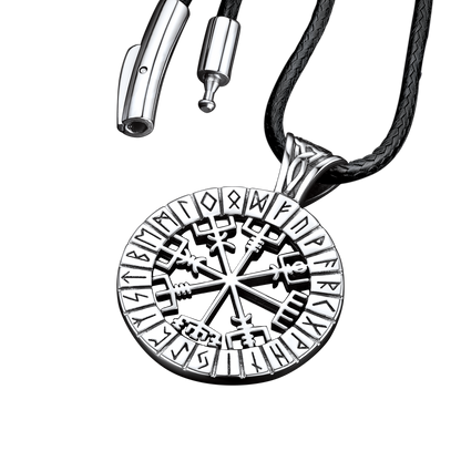 Viking Runes Vegvisir Compass Necklace Pendant for