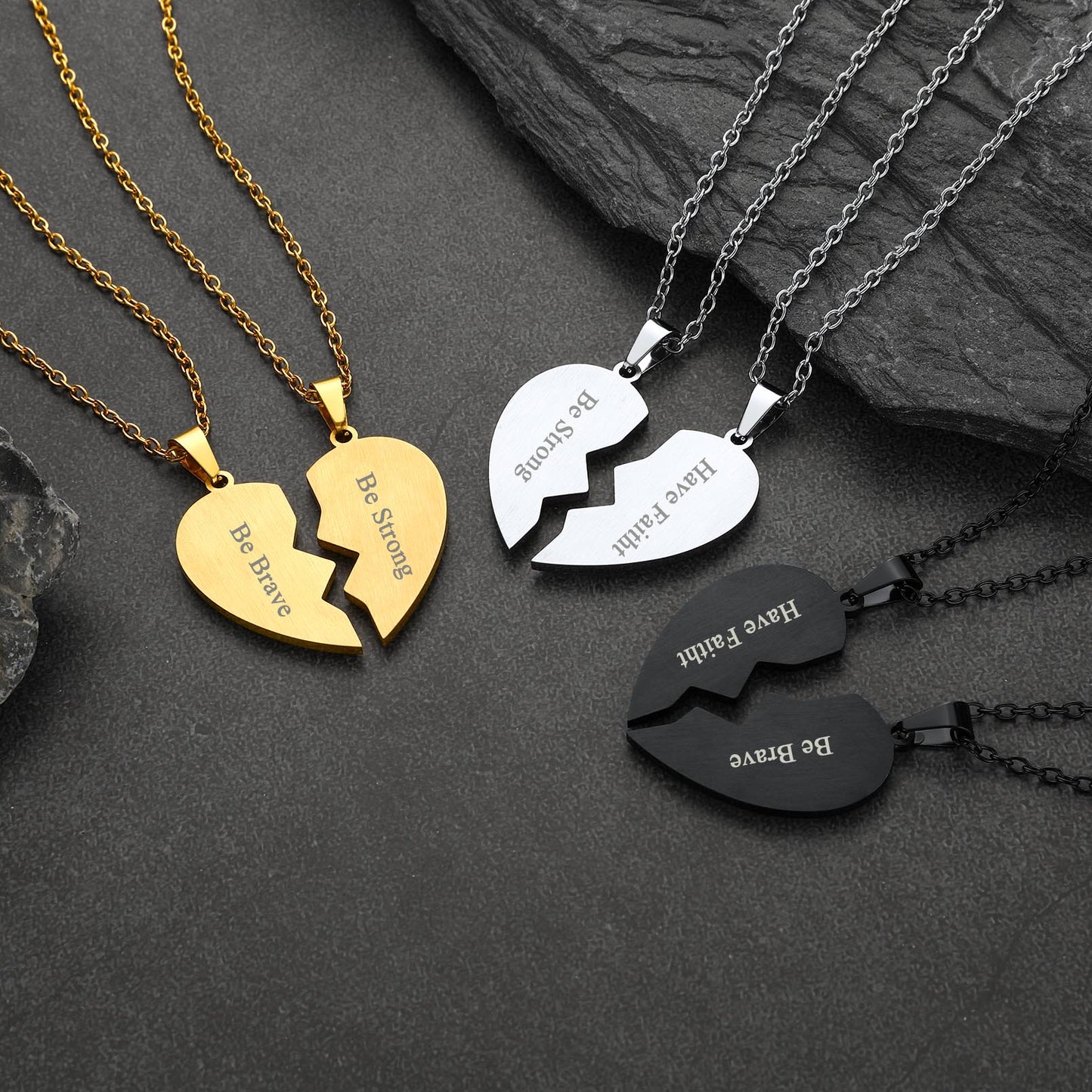 Couple Customized Picture Heart Puzzle Matching Necklace, Gift for Friends & Mom