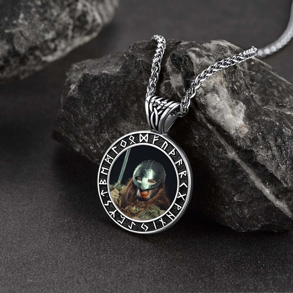 Customized Picture Necklace With Viking Rune for