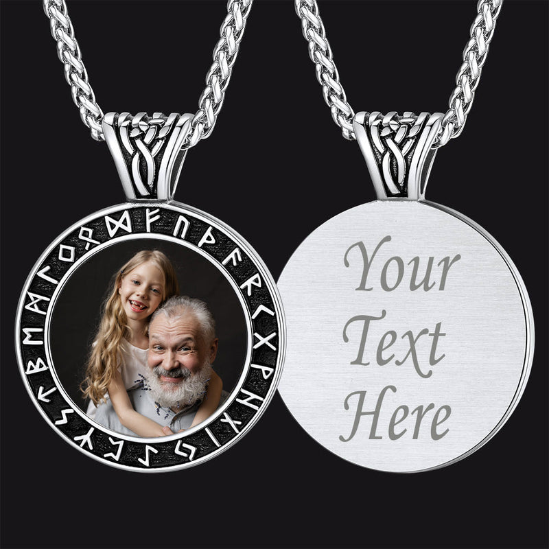 Customized Picture Necklace With Viking Rune for