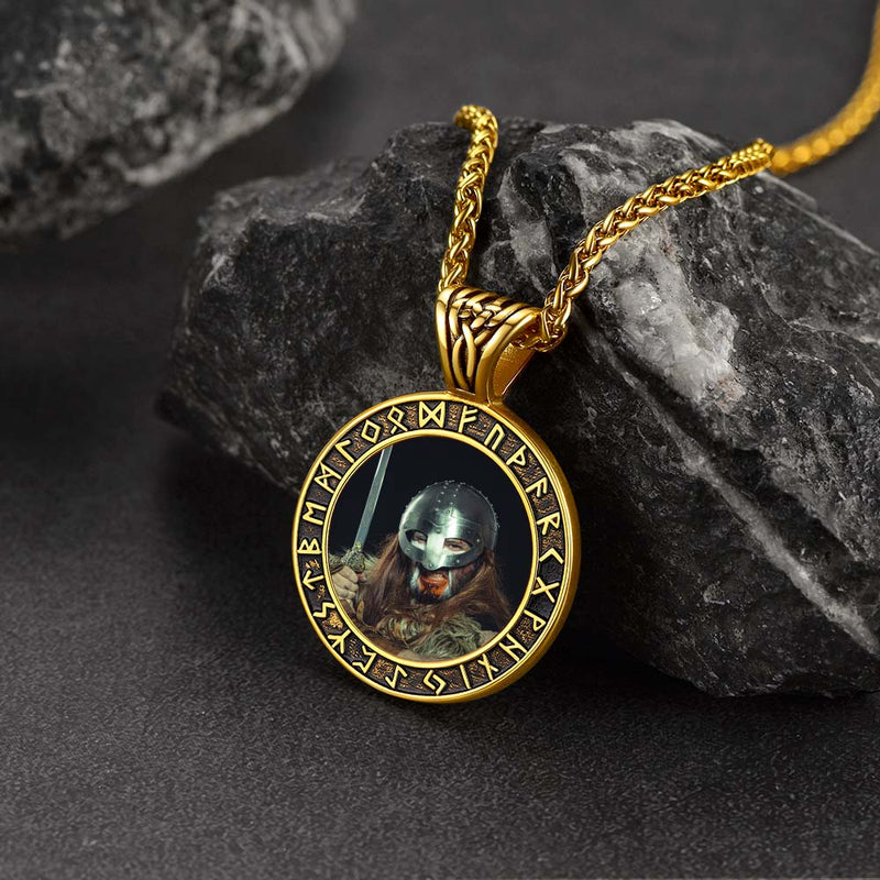 Customized Picture Necklace With Viking Rune for