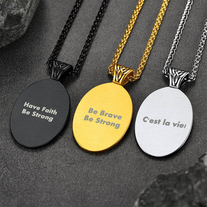 Customized Engraved Picture Necklace With Viking Runes for