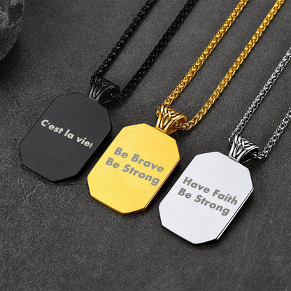 Engraved Customized Photo Dog Tag Necklace With Viking Runes for