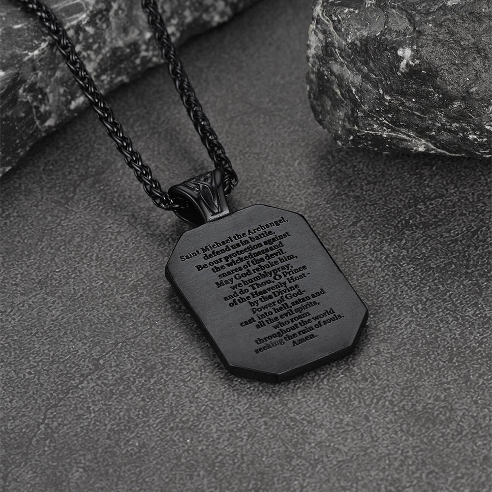 Archangel Saint Michael Dog Tag Pendant Necklace for