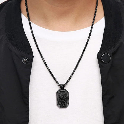 Archangel Saint Michael Dog Tag Pendant Necklace for