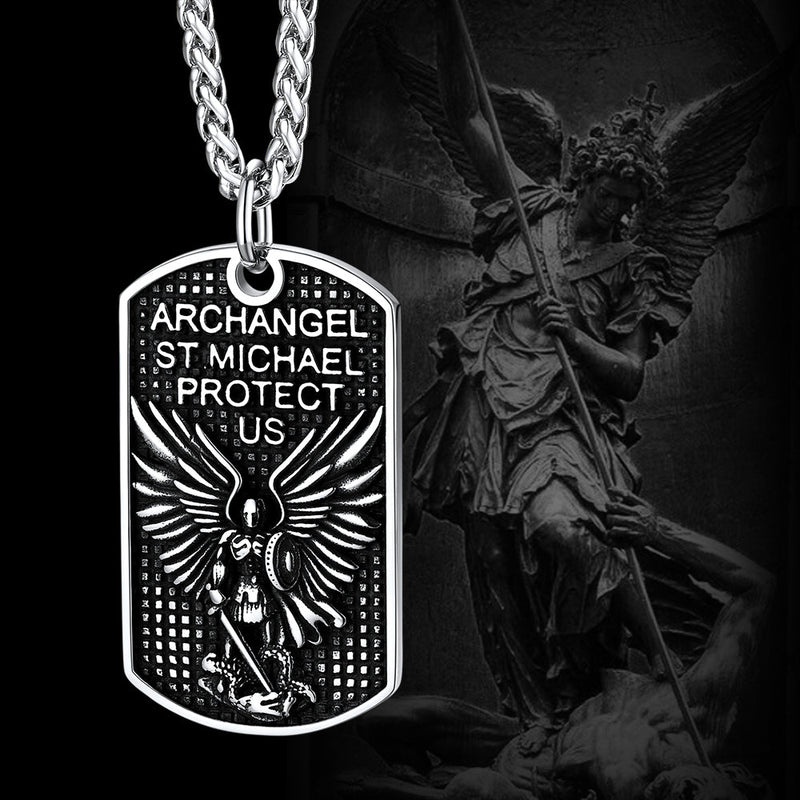 Catholic Archangel Saint Michael Dog Tag Necklace for