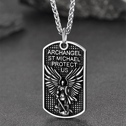 Catholic Archangel Saint Michael Dog Tag Necklace for