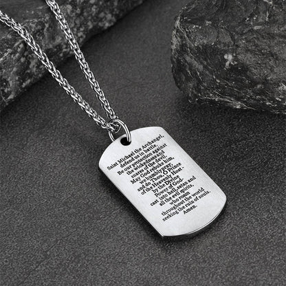 Catholic Archangel Saint Michael Dog Tag Necklace for