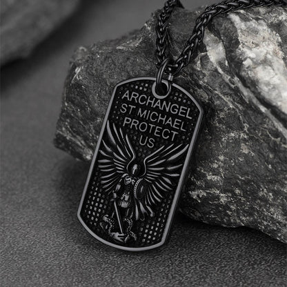 Catholic Archangel Saint Michael Dog Tag Necklace for