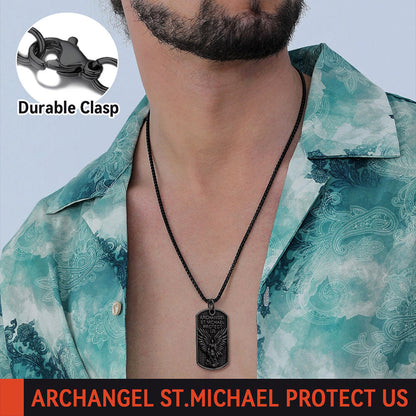 Catholic Archangel Saint Michael Dog Tag Necklace for