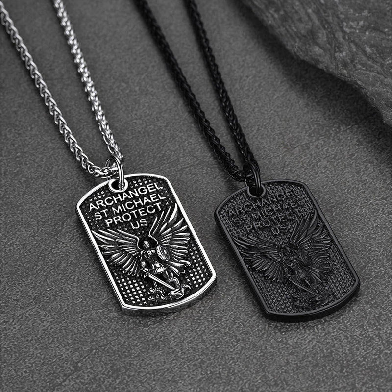 Catholic Archangel Saint Michael Dog Tag Necklace for