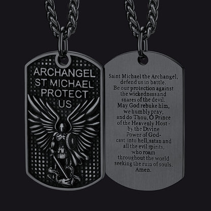 Catholic Archangel Saint Michael Dog Tag Necklace for