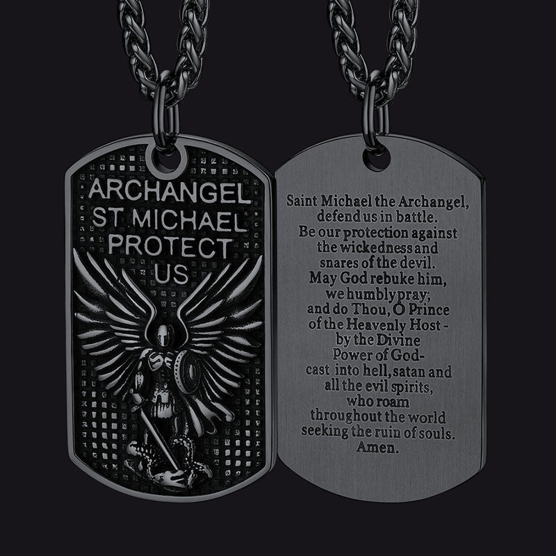Catholic Archangel Saint Michael Dog Tag Necklace for