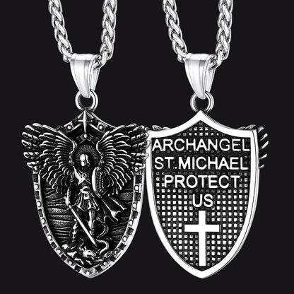 Shield of Archangel Saint Michael Pendant Necklace for
