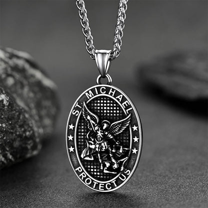 Oval Archangel Saint Michael Necklace Medal