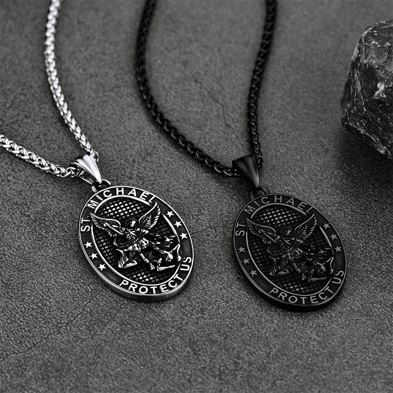 Oval Archangel Saint Michael Necklace Medal