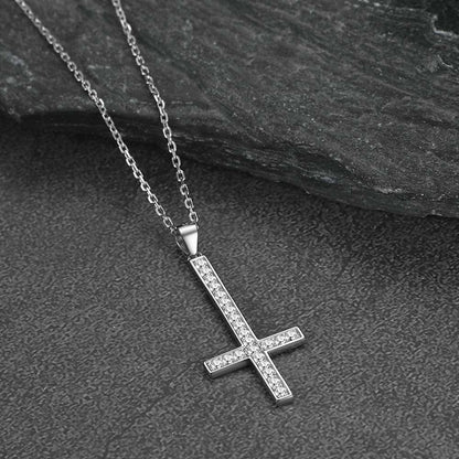 Sterling Silver Inverted Cross Necklace for