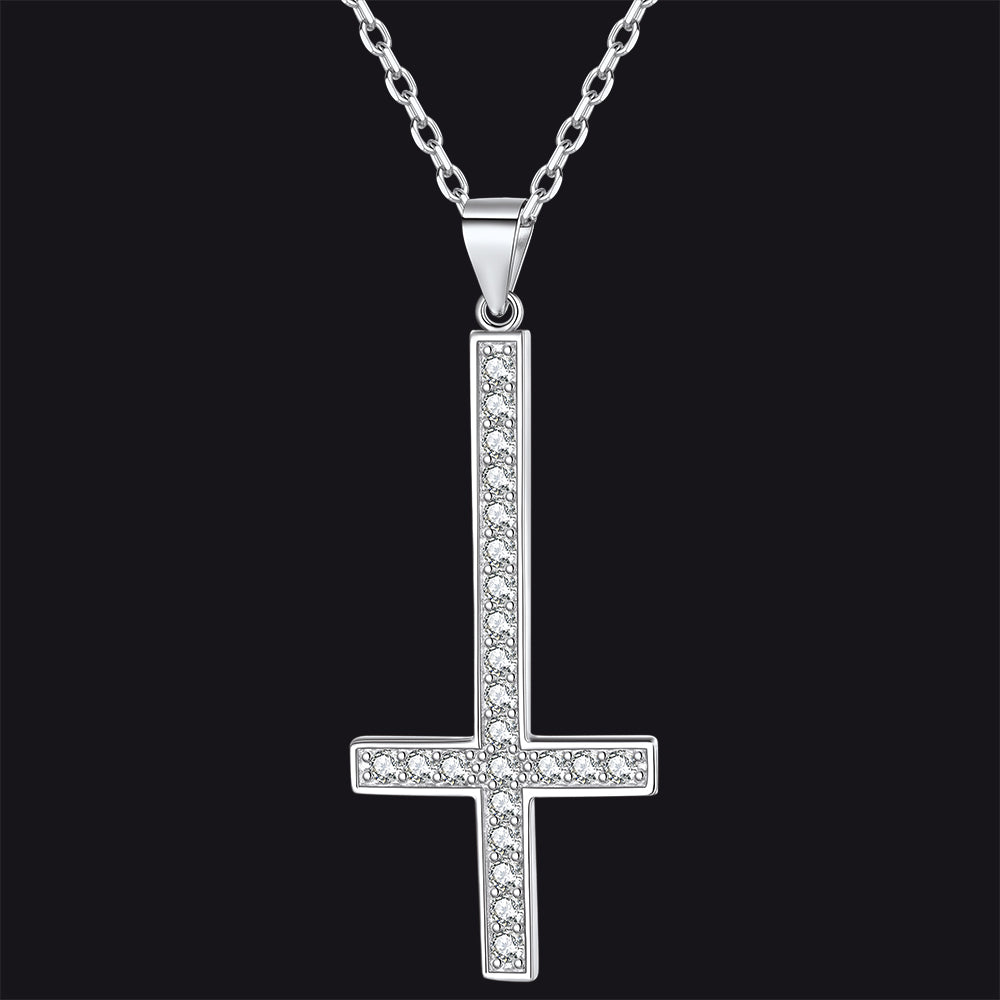 Sterling Silver Inverted Cross Necklace for