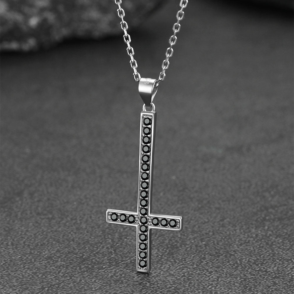 Sterling Silver Inverted Cross Necklace for