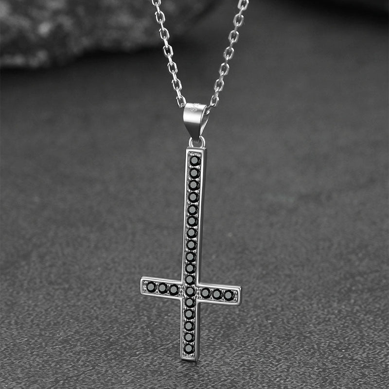 Sterling Silver Inverted Cross Necklace for