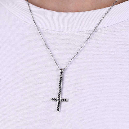 Sterling Silver Inverted Cross Necklace for