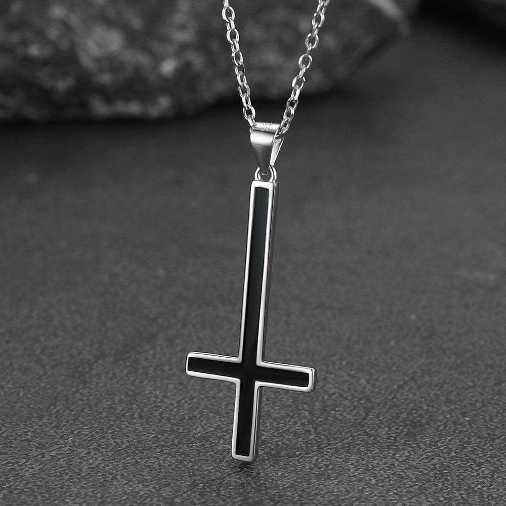 Sterling Silver Inverted Cross Necklace for