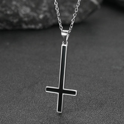 Sterling Silver Inverted Cross Necklace for