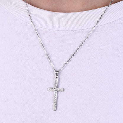Sterling Silver Zirconia Cross Necklace for
