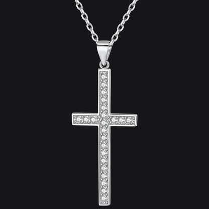 Sterling Silver Zirconia Cross Necklace for