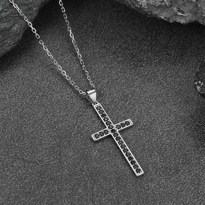 Sterling Silver Zirconia Cross Necklace for