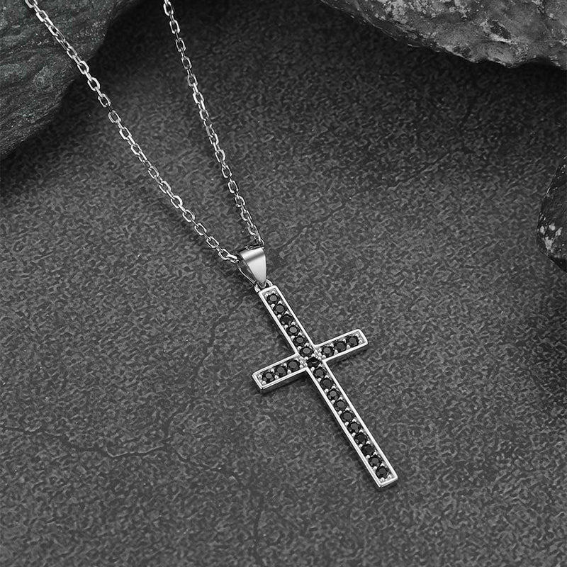 Sterling Silver Zirconia Cross Necklace for