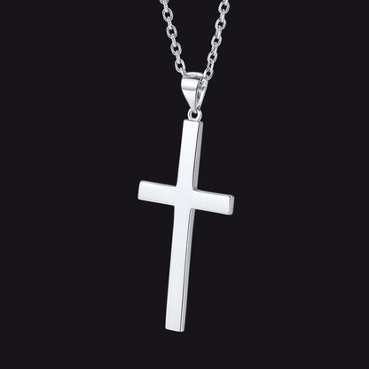 S925 Silver Simple Cross Necklace With Rolo Chain 18 Inch for /