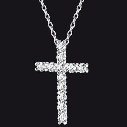 Sterling Silver Diamond Cross Necklace Crucifix Pendant Necklace for