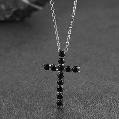 Sterling Silver Diamond Cross Necklace Crucifix Pendant Necklace for