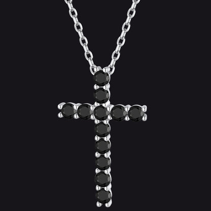 Sterling Silver Diamond Cross Necklace Crucifix Pendant Necklace for