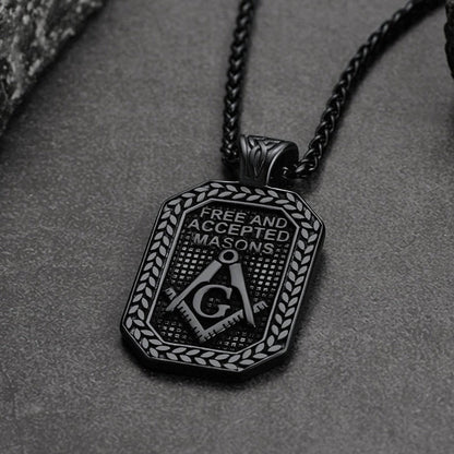 Engraved Freemason Masonic Dog Tag Necklace for