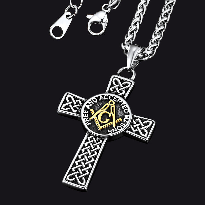 Masonic Celtic Cross Pendant Necklace for